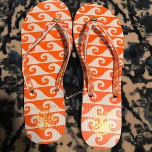 Tory Burch PRINTED-STRAP FLIP-FLOP orange groove